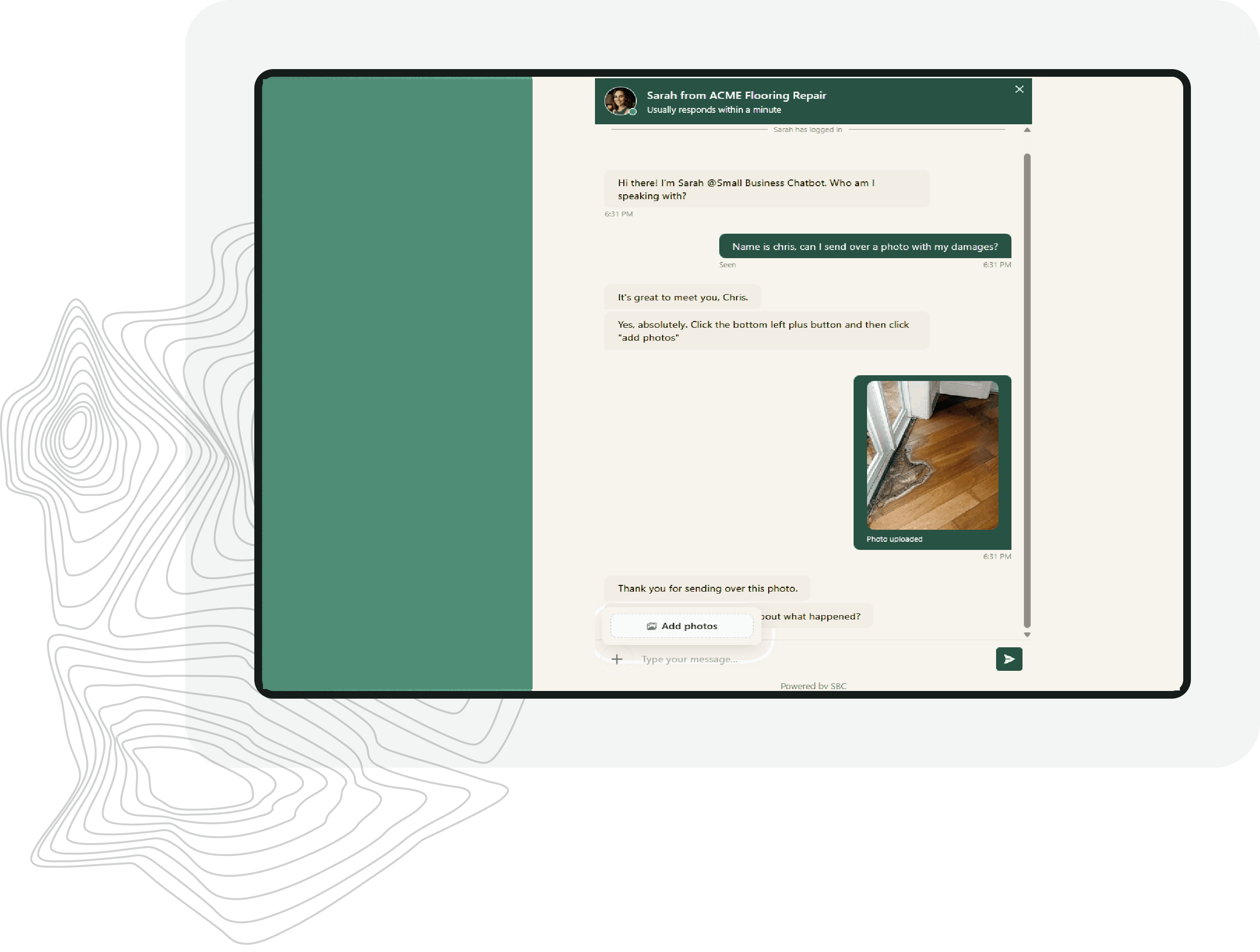 A branded chat widget conversation