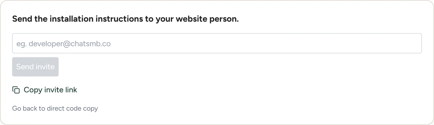 The invite form with an email field, the Send invite button and Copy invite link